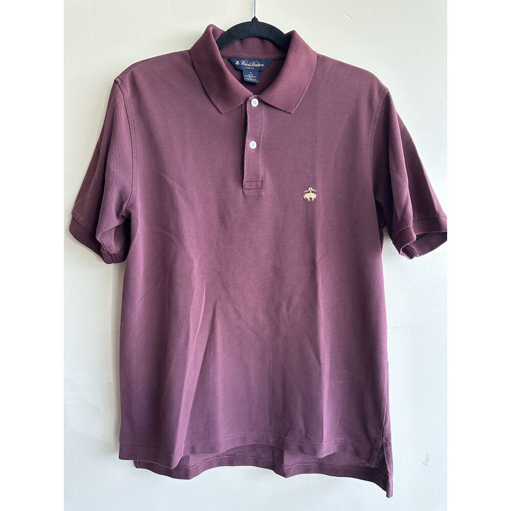 Brooks Brothers Polo Shirt Mens Medium Slim Fit Burgundy Performance Cotton